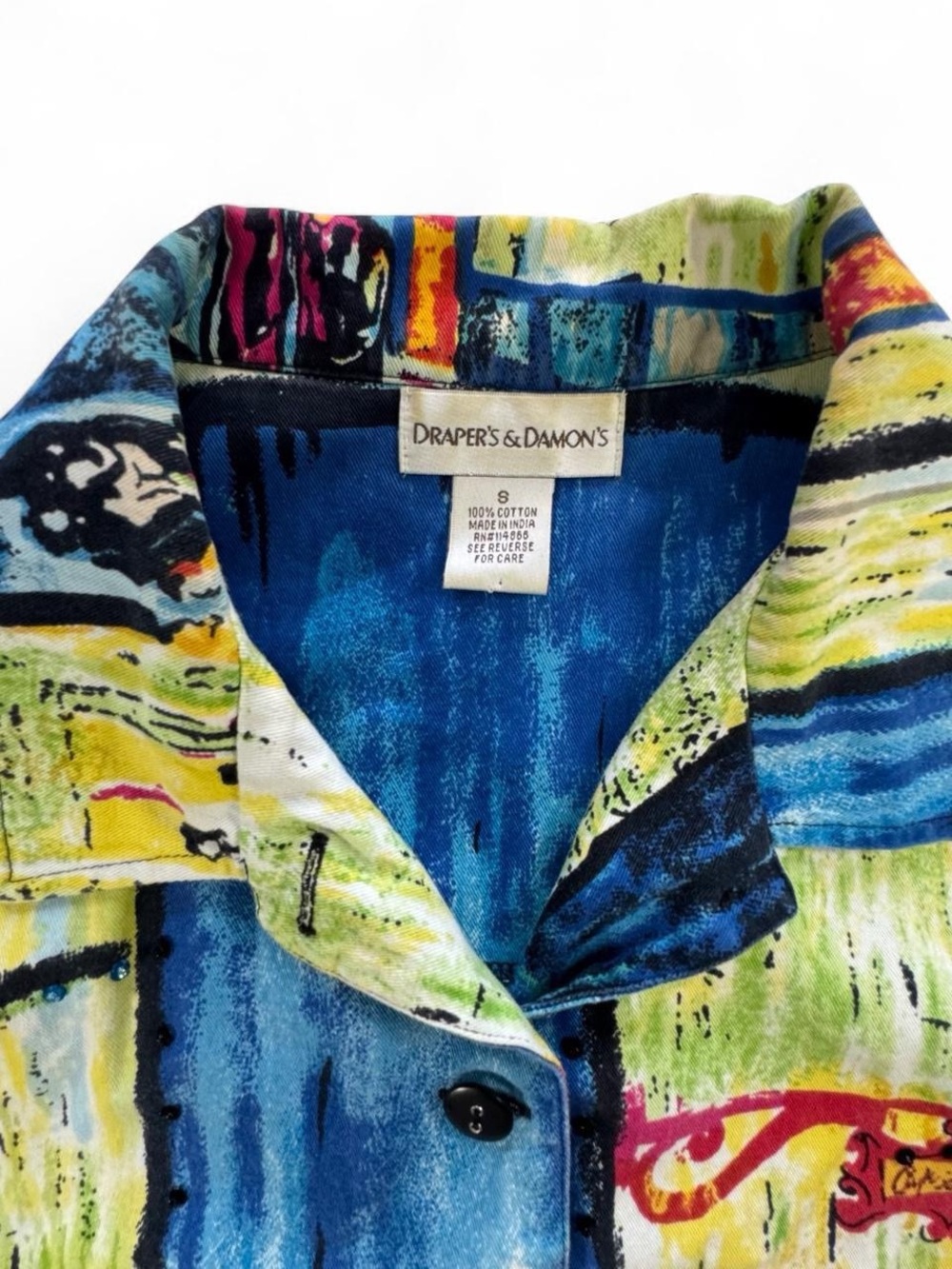 Drapers & Damons Van Gogh Cafe Inspired Cotton Jacket Art-to-Wear S Unique Chic - Picture 2 of 6